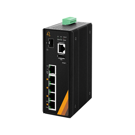 6-Port Industrial Gigabit PoE+ Managed Ethernet Switch | 5 ETH + 1 SFP