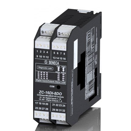 ZC-16DI-8DO 16-CH digital input, 8-CH digital output CANopen - MODBUS module