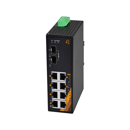 10-Port Industrial Gigabit PoE+ Ethernet Switch | 8 ETH + 2 SFP