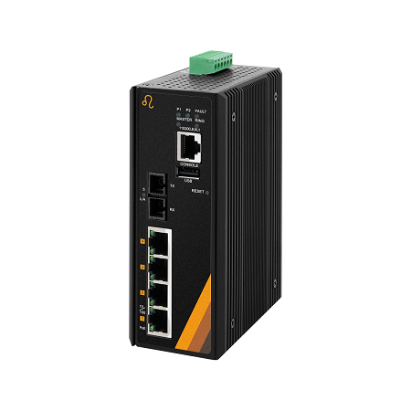 5-Port Industrial PoE+ Managed Ethernet Switch | 4 ETH + 1 FX