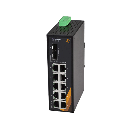 12-Port Industrial Gigabit Ethernet Switch | 10 ETH + 2 SFP