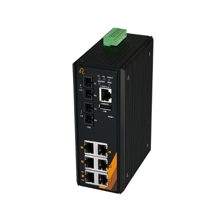 8-Port Industrial Gigabit PoE+ Managed Ethernet Switch | 6 ETH + 2 SPF