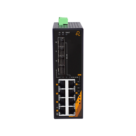 12-Port Industrial Gigabit PoE+ Ethernet Switch | 8 ETH + 4 SFP