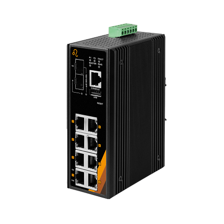 10-Port Industrial Gigabit PoE+ Managed Ethernet Switch | 8ETH+2SFP
