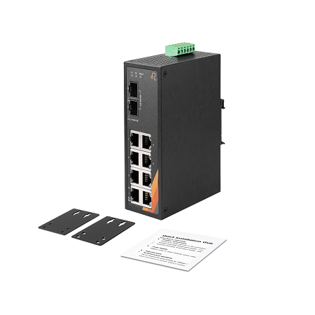 10-Port Industrial Gigabit Ethernet Switch | 8 ETH + 2 SFP