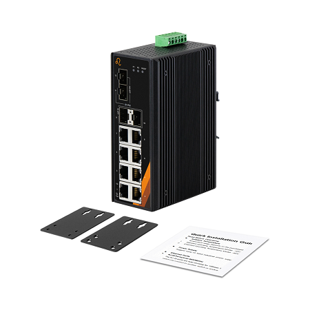 12-Port Industrial Gigabit Ethernet Switch | 8 ETH + 2 GB(SFP) + 2 SFP