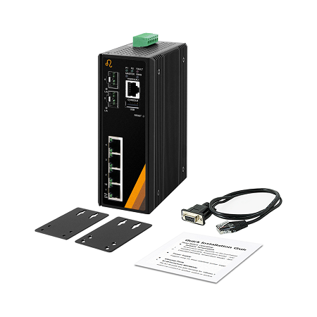 6-Port Industrial Gigabit Managed Ethernet Switch | 4 ETH + 2 SFP