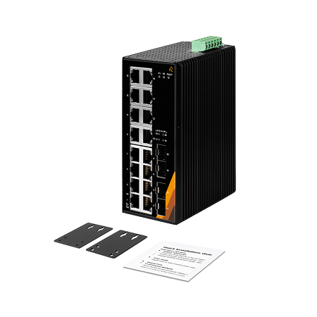 20-Port Industrial Gigabit Ethernet Switch | 16 ETH + 4 SFP