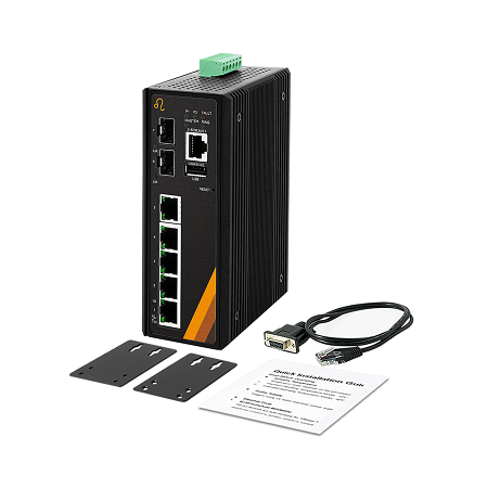 7-Port Industrial Gigabit Managed Ethernet Switch | 5 ETH + 2 SFP
