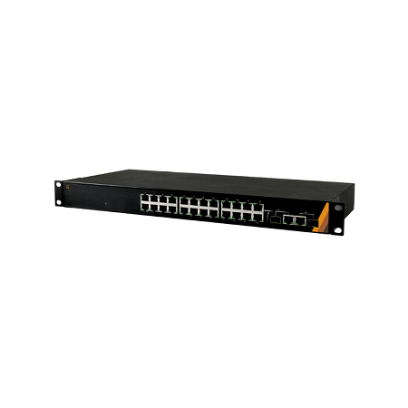 26-Port Industrial Gigabit Ethernet Switch | 24 ETH + 2 RJ45 & 2 SFP