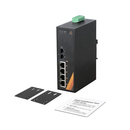 5-Port Industrial PoE+ Ethernet Switch | 4 FETH + 1 SC/ST