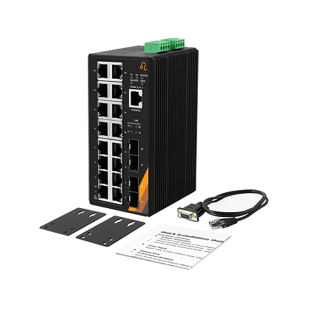 20-Port Industrial Gigabit Managed Ethernet Switch | 16 ETH + 4 SFP