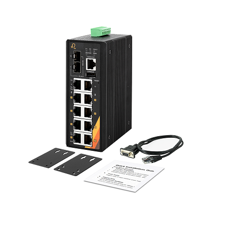 12-Port Industrial PoE+ Managed Fast Ethernet Switch | 10 ETH + 2 FX