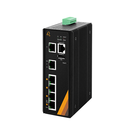 6-Port Industrial PoE+ Managed Ethernet Switch | 4 ETH + 2 ETH