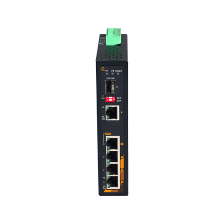 6-Port Industrial Gigabit PoE+ Ethernet Switch | 4 ETH + 1 GETH + 1 SFP