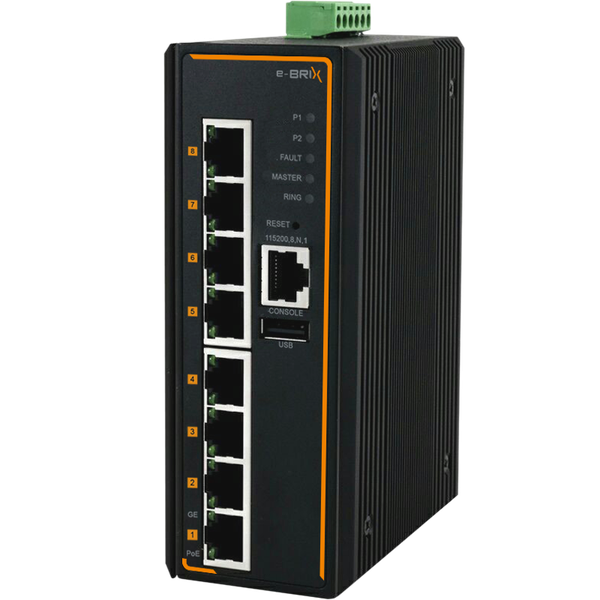 8-Port Industrial Gigabit PoE+ Managed Ethernet Switch